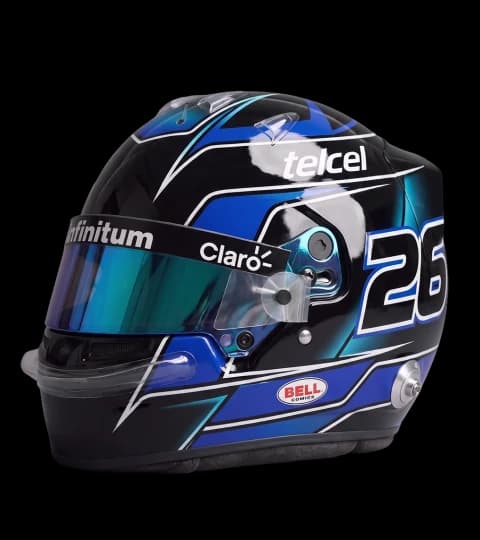 Casco negro con detalles azules